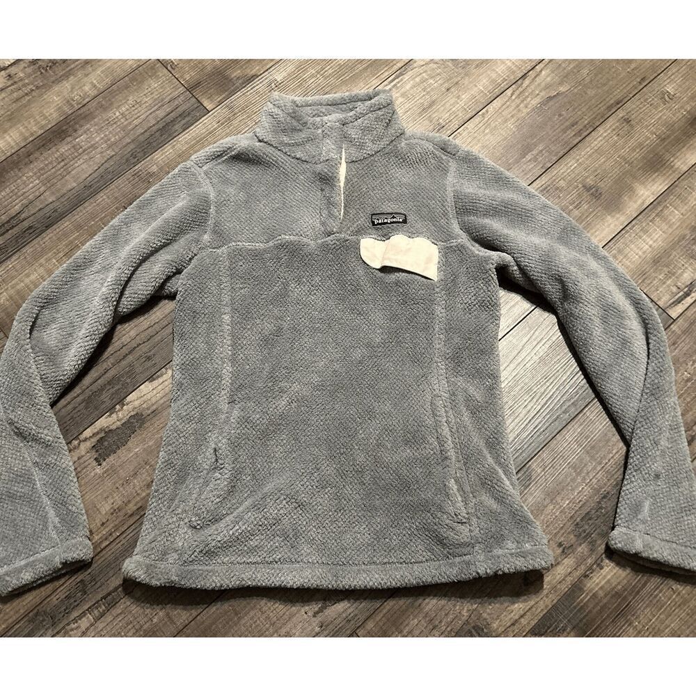 Patagonia Gray Teddy Jacket Plush Fleece Quarter-Zip